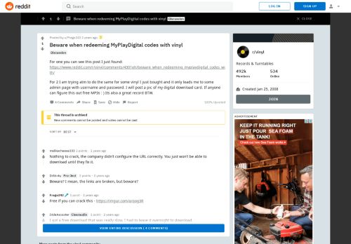
                            4. Beware when redeeming MyPlayDigital codes with vinyl : vinyl - Reddit