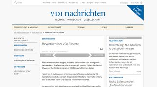 
                            12. Bewerben bei VDI Elevate - VDI nachrichten