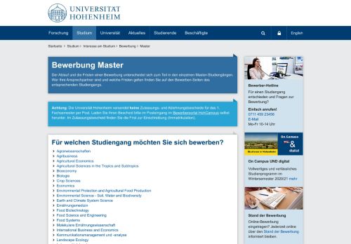 
                            11. Bewerben Master: Universität Hohenheim