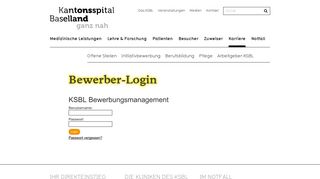 
                            2. Bewerber-Login | Kantonsspital Baselland