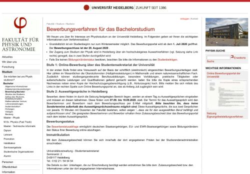 
                            7. Bewerbung Bachelor - Fakultät für Physik und Astronomie