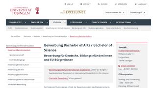 
                            2. Bewerbung Bachelor - Universität Tübingen