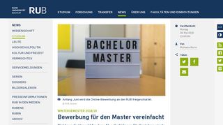 
                            6. Bewerbung für den Master vereinfacht - Newsportal ... - RUB News