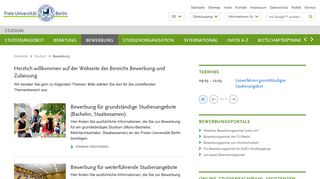 
                            5. Bewerbung für ein Studium - Freie Universität Berlin