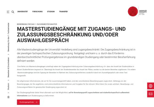 
                            9. Bewerbung für Masterstudiengänge mit Zugangs - Uni Heidelberg