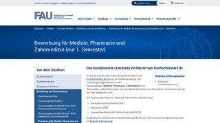 
                            7. Bewerbung für Medizin, Pharmazie und Zahnmedizin (nur 1. Semester ...