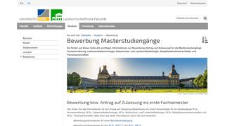 
                            11. Bewerbung - Landwirtschaftliche Fakultät - Universität Bonn