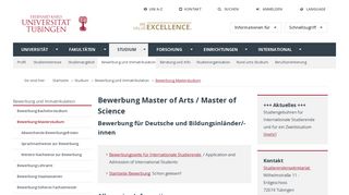 
                            3. Bewerbung Master - Universität Tübingen