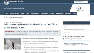 
                            8. Bewerbung Master - ZfL - Universität zu Köln