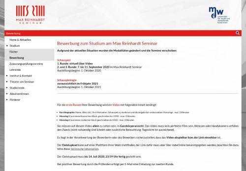 
                            9. Bewerbung | Max Reinhardt Seminar