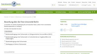 
                            2. Bewerbung über die Freie Universität Berlin