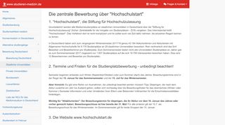 
                            11. Bewerbung über die Stiftung für Hochschulzulassung