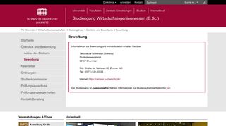 
                            5. Bewerbung | Überblick und Bewerbung | Studiengänge ... - TU Chemnitz