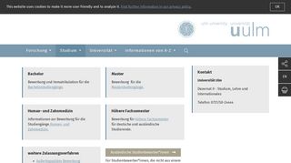 
                            3. Bewerbung und Immatrikulation - Ulm University - Uni Ulm