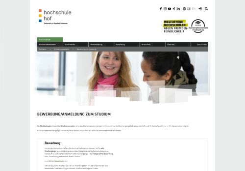 
                            1. Bewerbung und Zulassung - Hochschule Hof