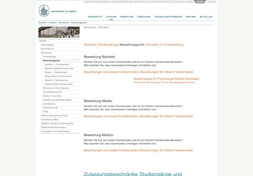 
                            2. Bewerbungsportal: Universität zu Lübeck