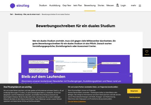 
                            12. Bewerbungsschreiben für ein duales Studium - Einstieg