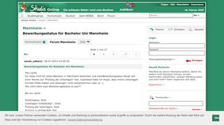 
                            8. Bewerbungsstatus für Bachelor Uni Mannheim - Forum - Studis Online