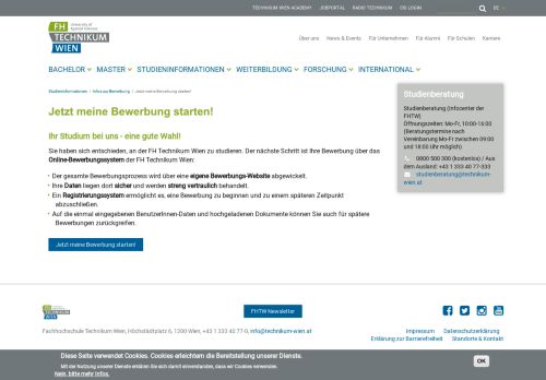 
                            2. Bewerbungssystem | FH Technikum Wien