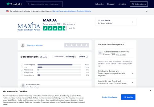 
                            13. Bewertungen von Maxda.de | Kundenbewertungen von maxda.de lesen