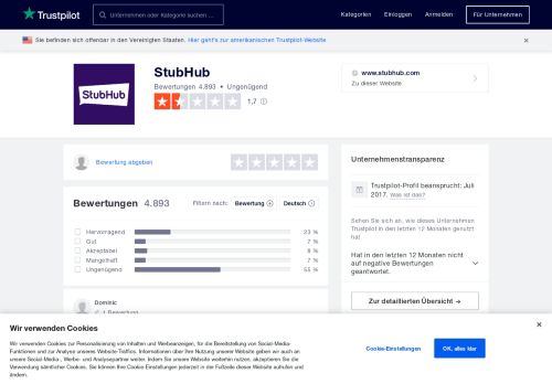 
                            8. Bewertungen von StubHub | Kundenbewertungen von www.stubhub ...