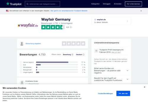 
                            7. Bewertungen von Wayfair Germany | Kundenbewertungen von wayfair ...