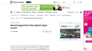 
                            11. Bewertungsportale: Yelp migriert, Qype schreit | heise online