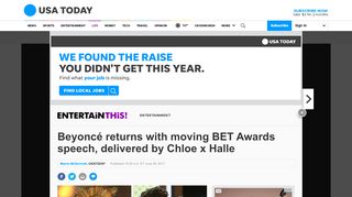 
                            10. Beyoncé returns with moving BET Awards speech, delivered by Chloe ...