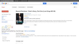 
                            7. Beyond Reckless: Teller's Story, Part One (Lost Kings MC #8) - Resultat for Google Books