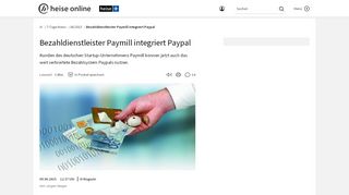 
                            11. Bezahldienstleister Paymill integriert Paypal | heise online