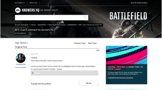 
                            4. BF3. Can't connect to servers PC - Answer HQ - EA Answers HQ