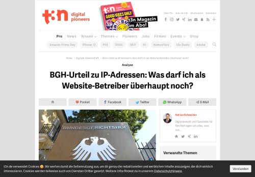 
                            1. BGH-Urteil zu IP-Adressen: Was darf ich als Website-Betreiber ... - t3n