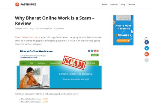
                            12. Bharat Online Work Review - Job SCAM - FastRupee