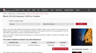 
                            9. Bharti AXA Life Insurance Toll Free Number India | Customer Care ...