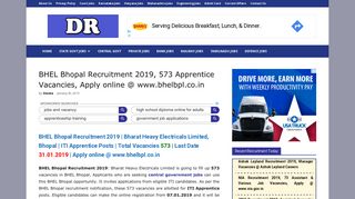 
                            3. BHEL Bhopal Recruitment 2019, 573 Apprentice Vacancies, Apply ...