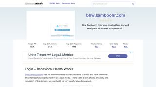 
                            1. Bhw.bamboohr.com website. Login – Behavioral Health Works.