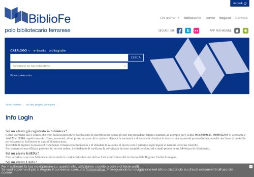 
                            11. BiblioFE- Polo Bibliotecario Ferrarese | Info Login