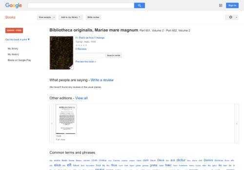 
                            13. Bibliotheca originalis, Mariae mare magnum