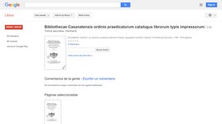
                            10. Bibliothecae Casanatensis ordinis praedicatorum catalogus librorum ...