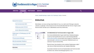 
                            2. Bibliothek | B.Sc. Psychologie - Fernuni Hagen