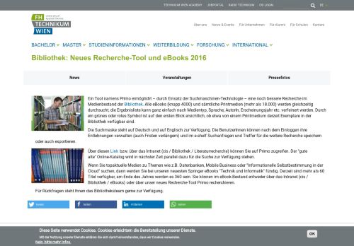 
                            9. Bibliothek: Neues Recherche-Tool und eBooks 2016 | Technikum ...