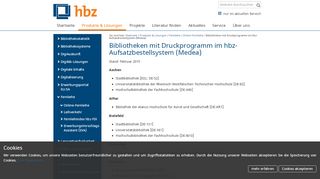 
                            11. Bibliotheken mit Druckprogramm im hbz-Aufsatzbestellsystem (Medea ...