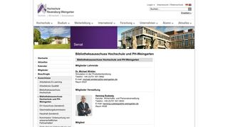 
                            8. Bibliotheksausschuss Hochschule und PH-Weingarten > Senat ...