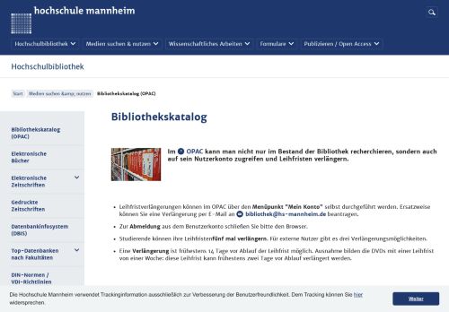 
                            5. Bibliothekskatalog (OPAC) - Hochschule Mannheim