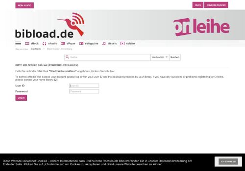 
                            1. bibload. Mein Konto : Anmeldung
