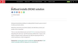 
                            11. Bidfood installs EROAD solution - CIO New Zealand
