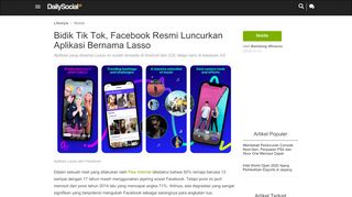 
                            11. Bidik Tik Tok, Facebook Resmi Luncurkan Aplikasi Bernama Lasso ...