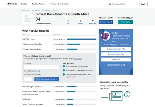 
                            8. Bidvest Bank Benefits & Perks | PayScale South Africa