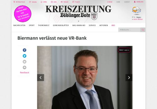 
                            12. Biermann verlässt neue VR-Bank - Kreiszeitung Böblinger Bote