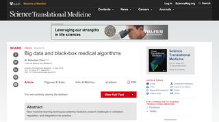 
                            12. Big data and black-box medical algorithms | Science Translational ...